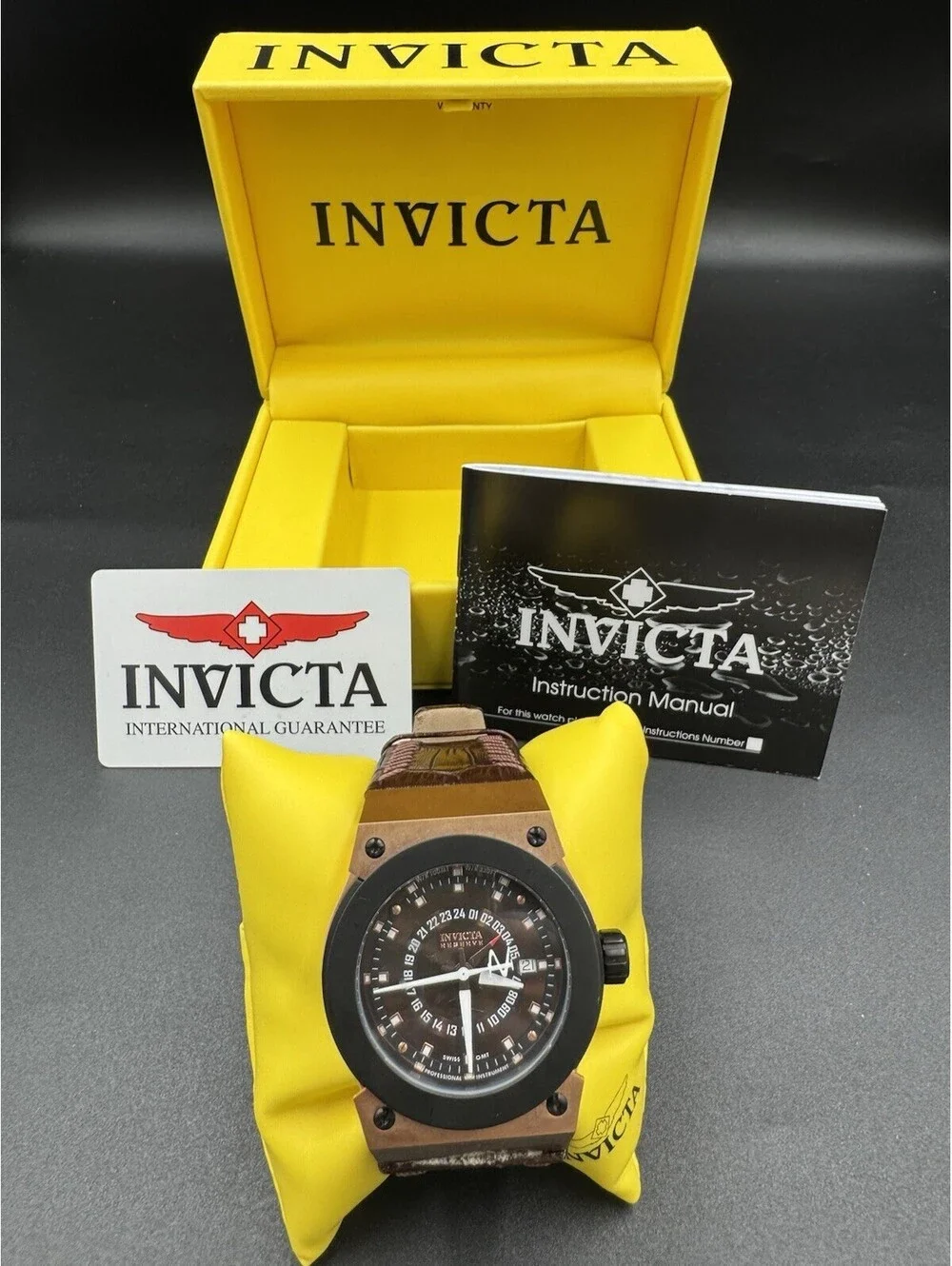 Men's Invicta Reserve Watch Brown Dial & Brown Leather Strap Model F0020 Russian